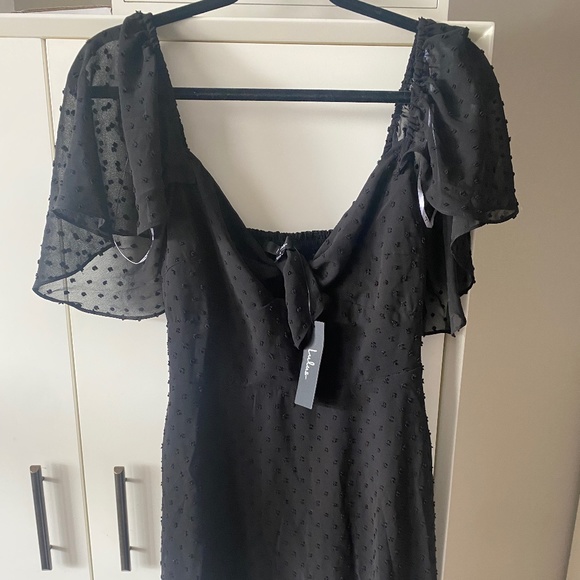 Black Dot Tie Front Skater Dress - Picture 1 of 3